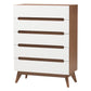 Calypso Mid-Century Modern 3-Piece Storage Set in Two-Tone White and Walnut Finished Wood for Stylish Organization and Décor