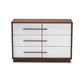 Mette Mid-Century Modern Dresser Two-Tone White and Walnut Finished 6-Drawer Wood Storage for Bedroom or Living Room