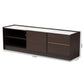 Walker Modern Contemporary TV Stand Dark Brown Gold Finished Wood Faux Marble Top for Stylish Living Room Storage Display