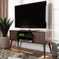 Alard Mid-Century Modern TV Stand Walnut Brown Finished 2-Door Wood Entertainment Center with Storage for Living Room