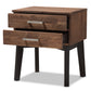 Selena Nightstand Mid-Century Modern Brown Wood 2-Drawer Bedside Table with Storage Solutions