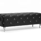 Stella Bench Crystal Tufted Black Leather Modern