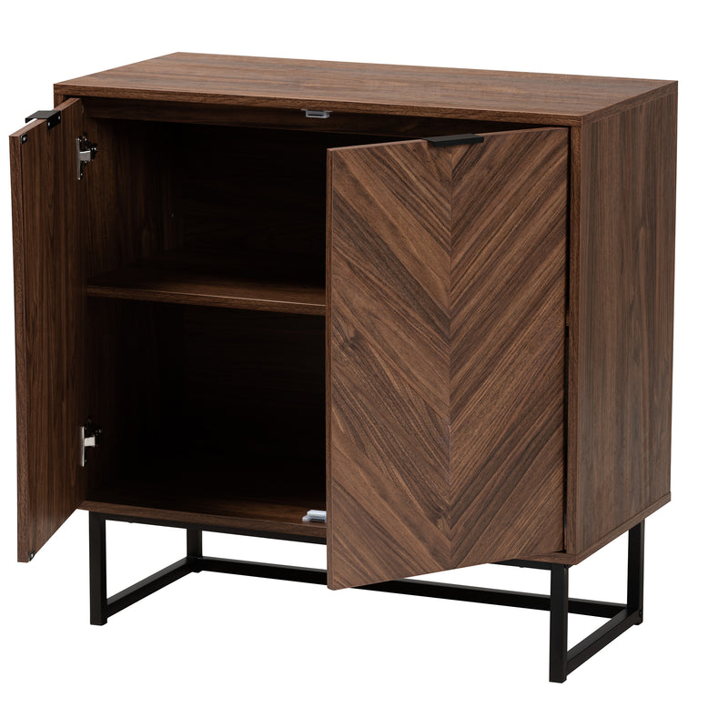 Sadia Storage Cabinet Modern Walnut Brown Finished Wood with Ample Storage Space and Stylish Design