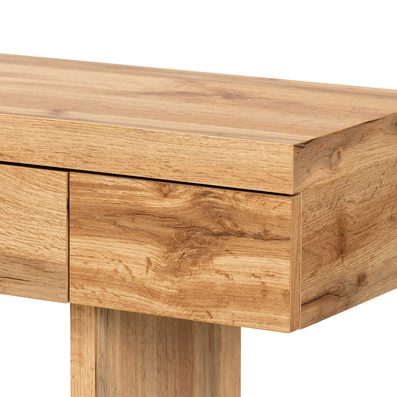 Otis Console Table Modern Oak Brown Finished Wood with 3 Drawers for Stylish Storage and Display