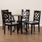 Adina Dining Set Modern Contemporary 5-Piece Grey Fabric Upholstered Dark Brown Finished Wood