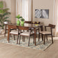 Berenice 7-Piece Dining Set: Mid-Century Modern Design with Cream Upholstery and Dark Brown Finished Wood