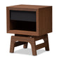 Svante Nightstand - Mid-Century Modern Walnut Brown and Dark Gray Wood with 1 Drawer for Bedroom Storage