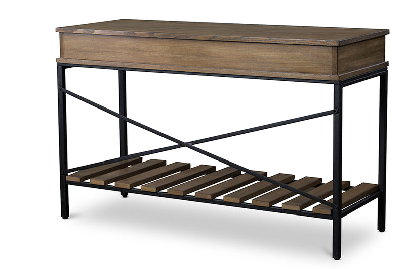 Newcastle Console Table Wood and Metal Criss-Cross Design for Entryway or Living Room Furniture