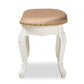 Gabrielle Vanity Ottoman Traditional French Country Style Upholstered in Sand Velvet with White-Finished Wood Frame