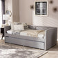 Raymond Sofa Daybed - Modern Grey Fabric Design with Nail Head Trim and Roll-Out Trundle for Guest Bed Convenience