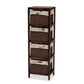 Bosley Storage Unit Modern French Inspired Walnut Brown Wood with 4 Baskets for Stylish Organization and Home Décor