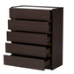 Walker 5-Drawer Chest Modern Contemporary Dark Brown Gold Finished Wood Faux Marble Top Stylish Storage Solution