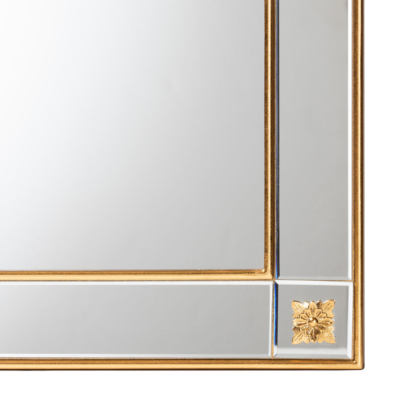 Iara Accent Wall Mirror - Modern Glam Luxe Antique Goldleaf Finished Wood Design for Elegant Home Decor