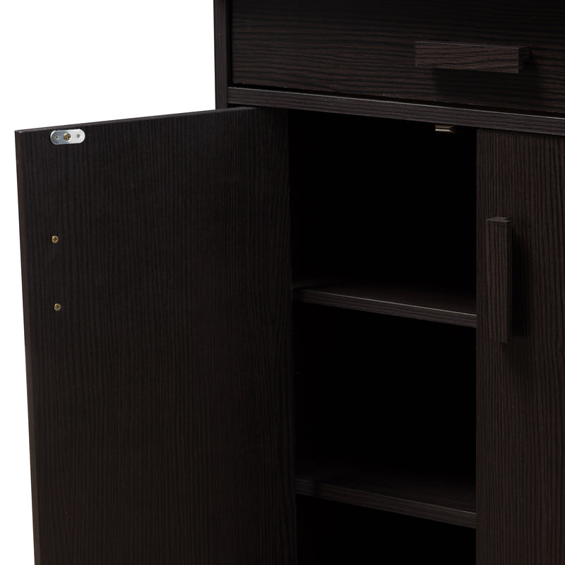 Bienna Shoe Cabinet - Modern Wenge Brown Storage Solution for Organizing Footwear