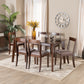 Carola Dining Set Mid-Century Modern Cream Fabric and Dark Brown Finished Wood 7-Piece