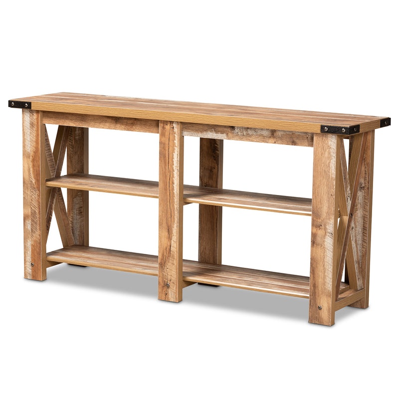 Angelo Console Table Modern Rustic Oak Brown Finished Wood Furniture for Living Room or Entryway