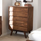 Sierra Mid-Century Modern Chest - 5-Drawer Brown Wood Storage Unit for Bedroom or Living Room