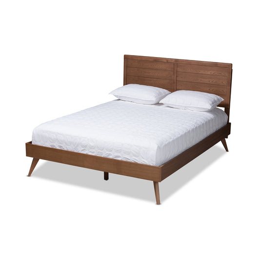 Artemis Platform Bed - Mid-Century Modern Walnut Brown Finished Wood