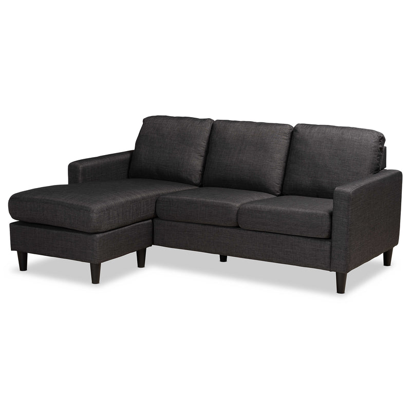 Miles Sectional Sofa Modern and Contemporary Charcoal Fabric Upholstered with Left Facing Chaise