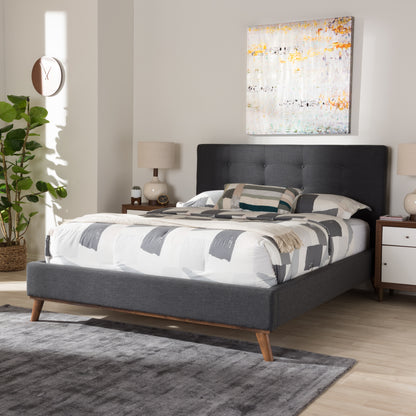 Valencia Platform Bed - Mid-Century Modern Dark Grey Fabric