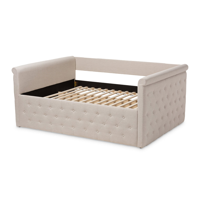 Amaya Daybed - Modern and Contemporary Light Beige Fabric Upholstered