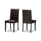 Mia 5-Piece Dining Set in Modern Dark Brown Faux Leather Upholstery