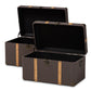 Stephen Storage Trunk Set Modern 2-Piece Dark Brown Fabric Upholstered with Oak Brown Finish