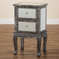 Wycliff End Table - Industrial Glam Design with Silver Metal and Mirrored Glass, Featuring 2 Drawers for Stylish Storage