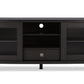 Walda 60-Inch TV Cabinet in Greyish Dark Brown Wood with 2 Sliding Doors and 1 Drawer for Stylish Living Room Storage Solutions