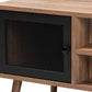 Yuna Coffee Table - Mid-Century Modern Design with Natural Brown Wood and Black Metal, Features 1-Door Storage Solution