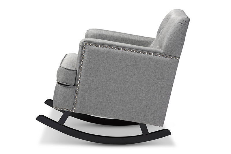 Bethany Rocking Chair Modern and Contemporary Grey Fabric Upholstered Button-tufted