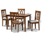 Sefa 5-Piece Dining Set Modern Grey Fabric Upholstered Chairs with Walnut Brown Finished Wood Table