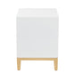 Donald End Table Modern Glam and Luxe White Finished Wood and Gold Metal 2-Drawer