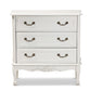 Gabrielle 3-Drawer Wood Storage Cabinet in French Country Style with White Finish for Elegant Home Organization