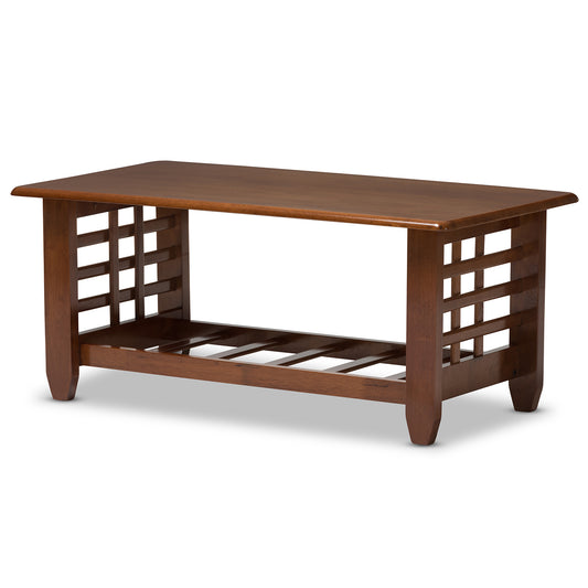 Larissa Coffee Table Modern Classic Mission Style Cherry Finished Brown Wood for Living Room