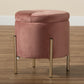 Malina Ottoman Contemporary Glam Luxe Pink Velvet Fabric Upholstered Gold Finished Metal Storage