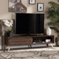 Dena TV Stand Mid-Century Modern Walnut Brown Wood with Gold Finish for Stylish Living Room Storage and Entertainment