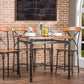 Broxburn Pub Set Light Brown Wood & Metal 5-Piece Dining Furniture for Home or Bar