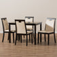 Evelyn Dining Set Modern 5-Piece Collection with Beige Faux Leather Upholstery and Dark Brown Finish