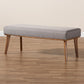 Odessa Dining Bench Mid-Century Modern Design Grey Fabric Upholstery Walnut Brown Finished Wood