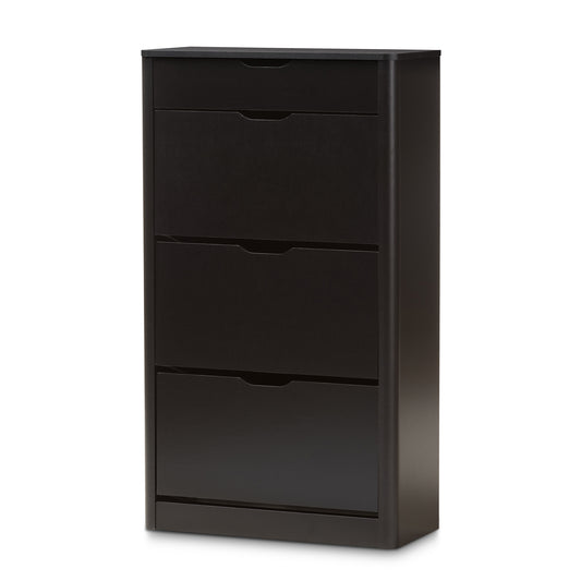 Cayla Modern Black Wood Shoe Cabinet for Stylish Entryway and Hallway Storage Solutions