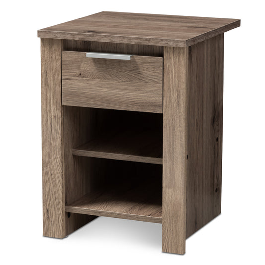 Laverne Nightstand Modern Oak Brown Design with 1 Drawer for Bedroom Storage