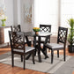 Adina Dining Set Modern Contemporary 5-Piece Grey Fabric Upholstered Dark Brown Finished Wood