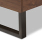 Mitchell Platform Bed - Rustic Industrial Walnut Wood with Grey Fabric and Dark Bronze Metal