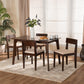 Camilla Dining Set Mid-Century Modern 5-Piece Cream Fabric and Dark Brown Wood Furniture for Stylish Dining Rooms