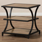 Lancashire End Table Rustic Industrial Style Oak Brown Wood and Black Metal Finish