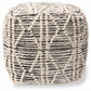 Sentir Pouf Ottoman Modern Moroccan Inspired Handwoven Wool Blend in Ivory and Black