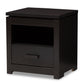 Bienna Nightstand - Modern Wenge Brown 1-Drawer Bedside Table for Bedroom Storage