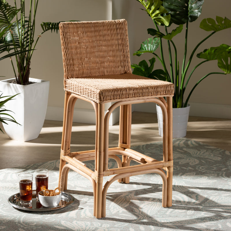 Athena Rattan Counter Stool - Modern Contemporary Design with Natural Finish for Stylish Home Decor