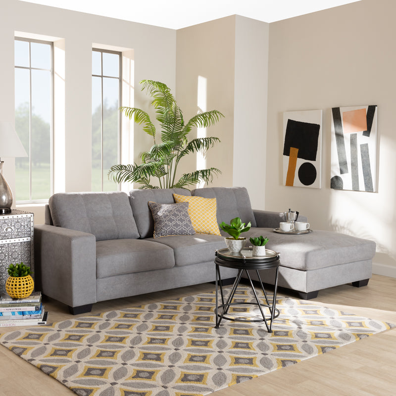 Langley Sectional Sofa Modern and Contemporary Dark Grey Fabric Upholstered with Right Facing Chaise